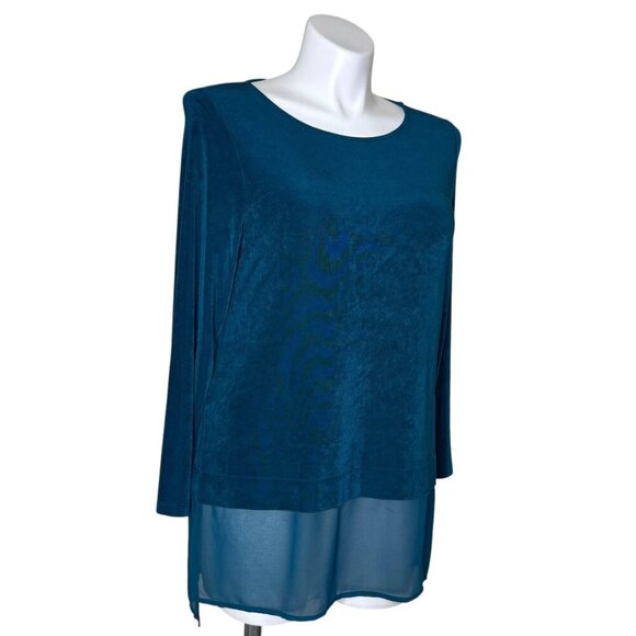 Chico's Travelers Bateau Neck Chiffon Hem Tunic Long Sleeve Women's 2 (US 12/14) - Picture 2 of 8